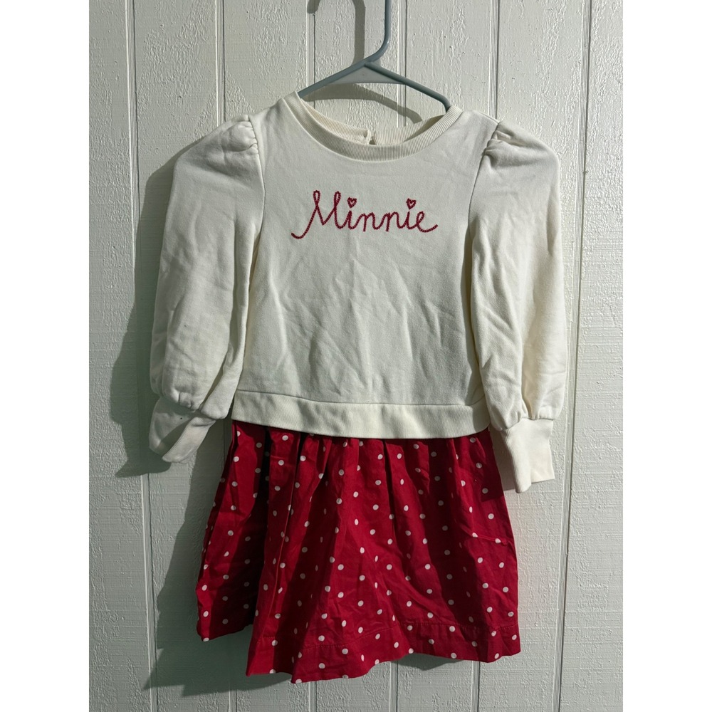Baby Gap Disney Minnie Mouse Polka Dot Dress Toddler 5 Years Cream Red